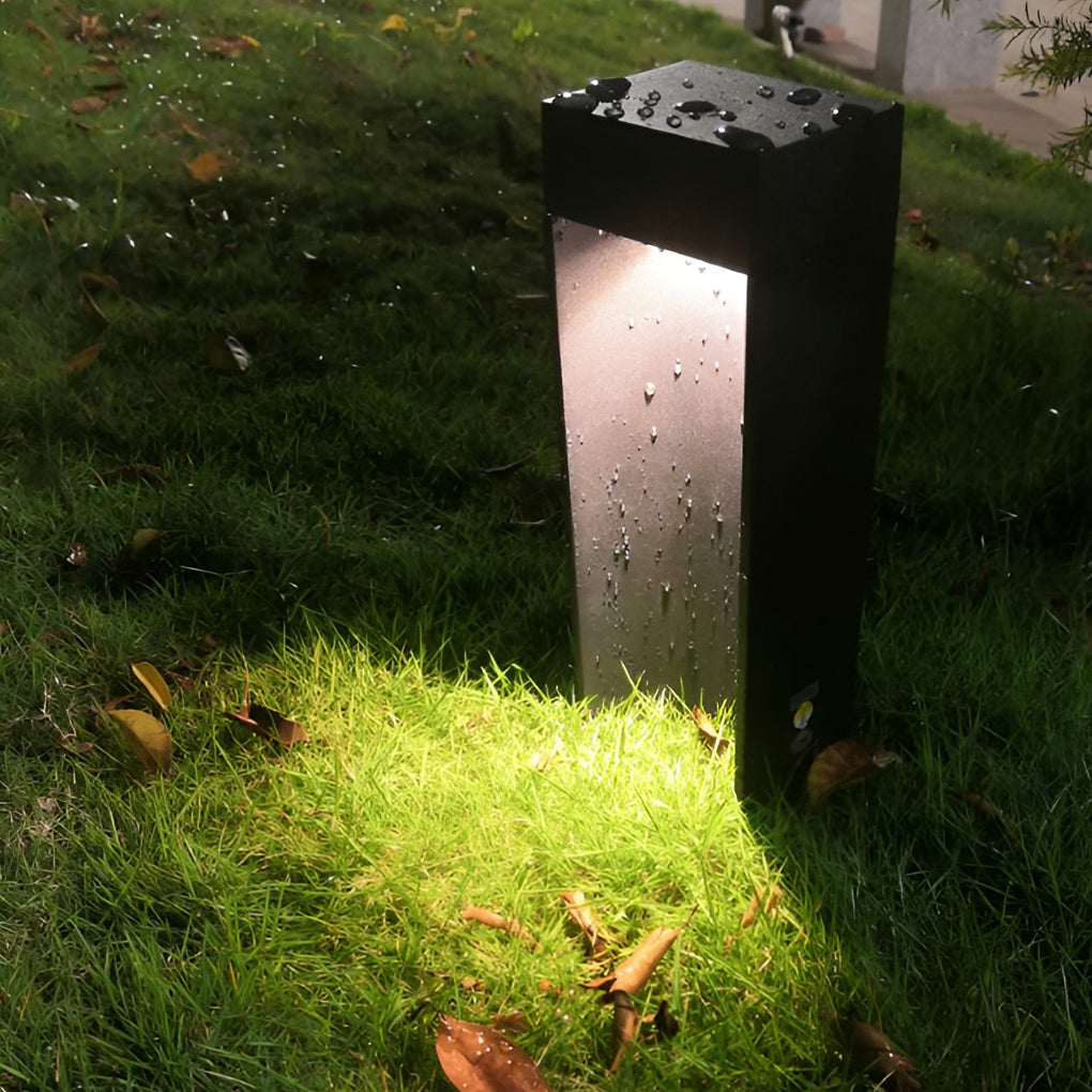Rectangular Outdoor Bollard Light — Black Die-Cast Aluminum, 5W LED, Warm/Cool White, IP54, 12"–31"