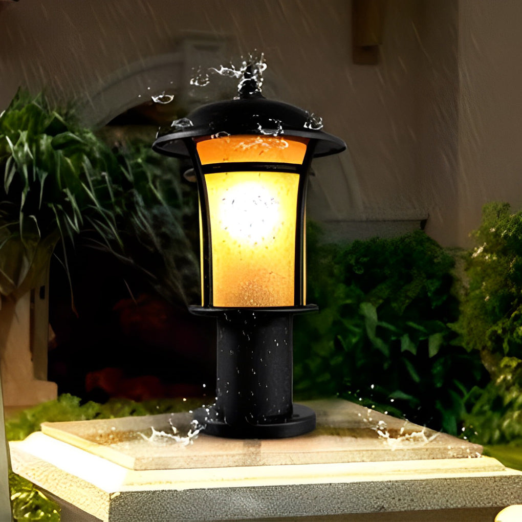 Classic English Outdoor Post Light — Black Iron and Glass, LED E27, 9W, 3000K, 15"/23"/43"
