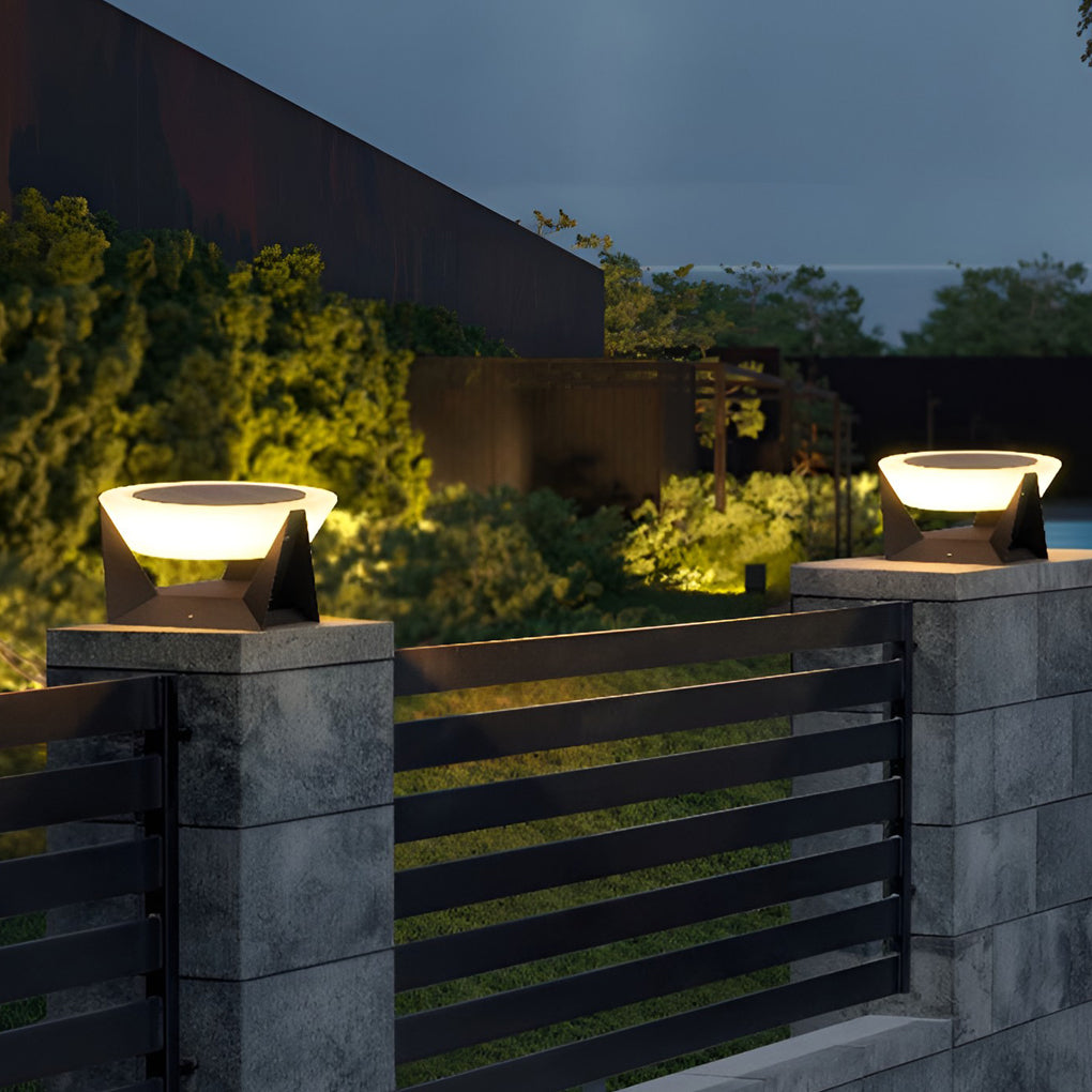 Modern Gray Solar Deck Post Light — Stainless Steel & PC, LED Warm White 3000K, IP65 Weatherproof