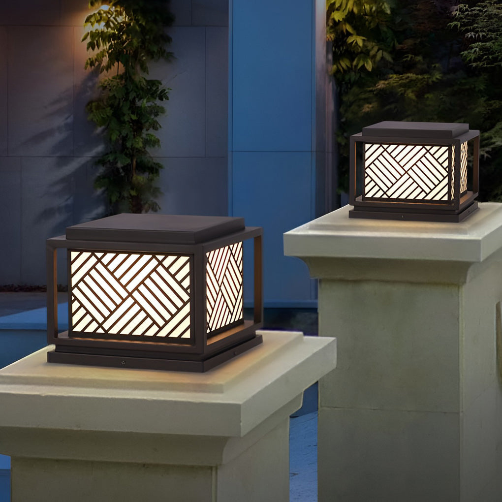 Modern Square Solar Post Cap Light — Galvanized Steel & Acrylic, 10W LED, Waterproof, Outdoor Pillars