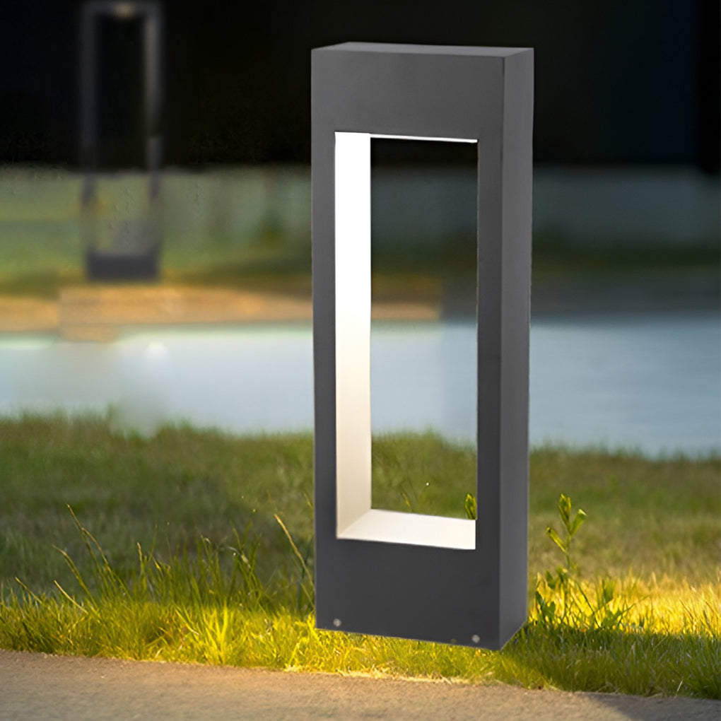 Rectangular Slim LED Bollard Light — Black Aluminum, 10W Hardwired, IP54, Warm or Cool White