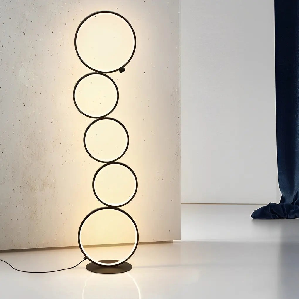Contemporary 5-Circle LED Floor Lamp with Artistic Design Luxe