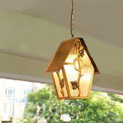 Modern Retro Outdoor Hanging Chandelier — Die-Cast Aluminum, Glass Shade, Bronze, Waterproof, 10.2" × 13"