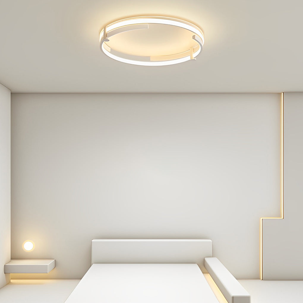Modern Round LED Flush-Mount Ceiling Light — Aluminum & Iron, 32W, 16", Stepless Dimming, Remote Control