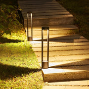 Contemporary Cylinder LED Bollard Path Light — Die-Cast Aluminum, Black, 7W 3000K, IP65 Weatherproof