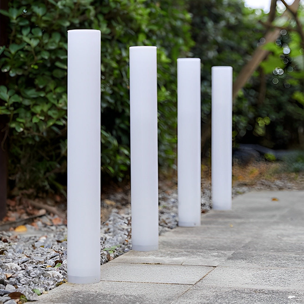 Modern Solar Bollard Light — White PC, Cylindrical, 3000K/6000K, 23.8" Height, Waterproof