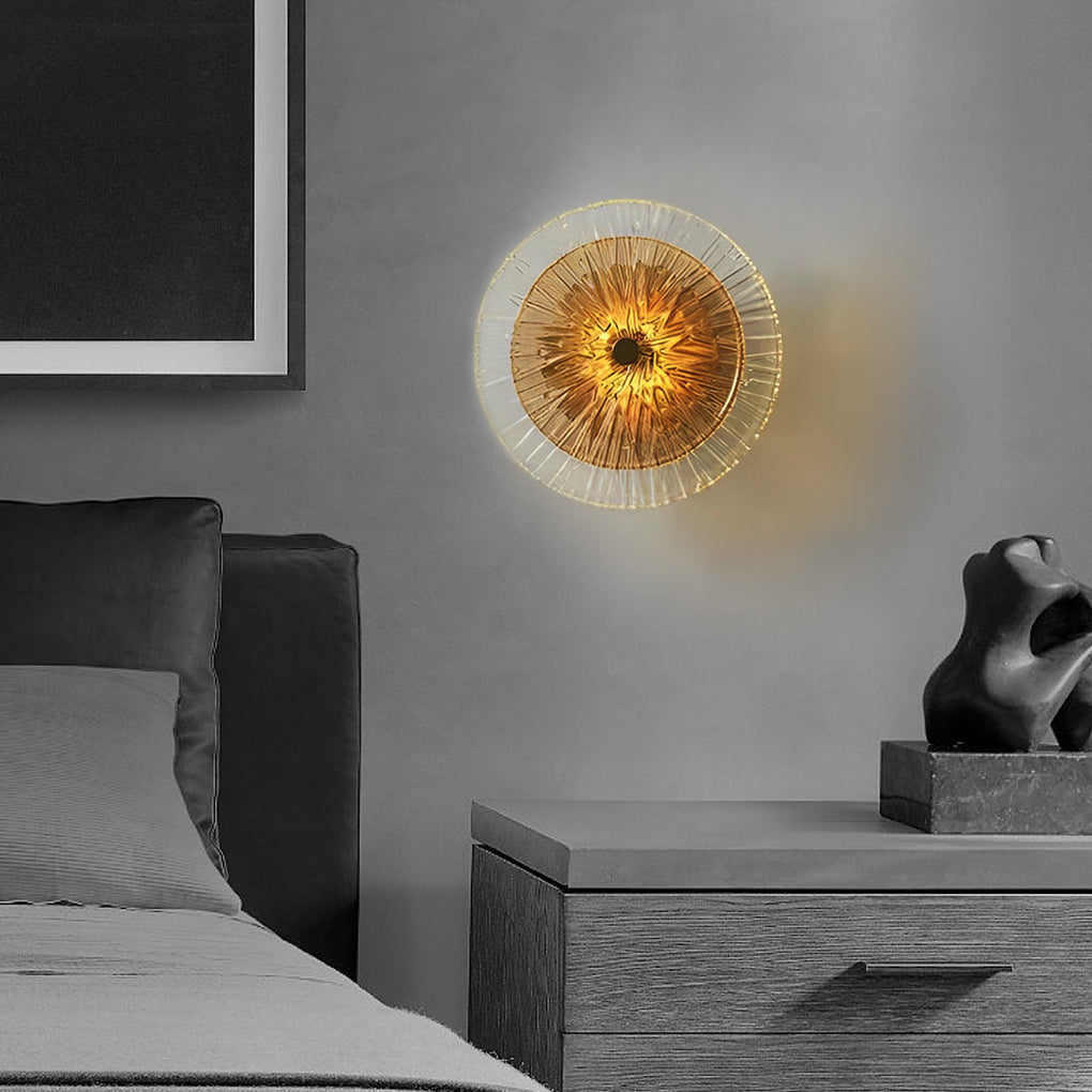 Round Glass Wall Sconce — Iron and Glass, Post-Modern LED, Warm White 3000K, 1- to 9-Light Configurations