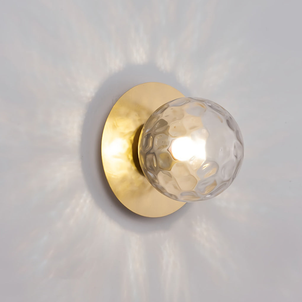 Modern Round Glass Ball Wall Sconce — Iron, 12W LED, 8" Diameter, Black or Gold