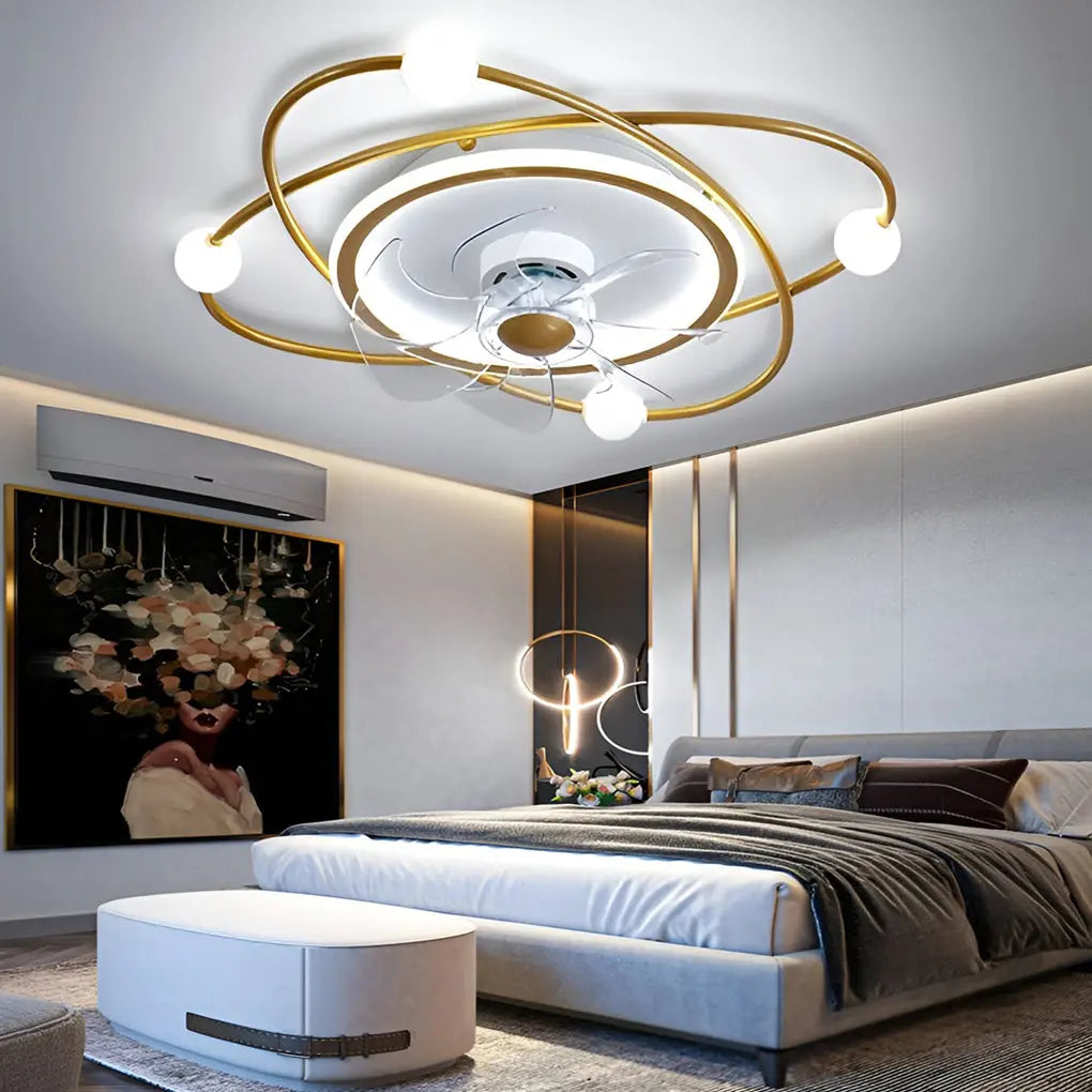 Nordic Ceiling Fan Light with Creative Intelligent Mute and Stepless Dimming LED Luxe