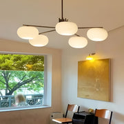 5-Light Modern Chandelier — Glass Shades, Metal, Three-Step Dimming LED, 3000K/4500K/6000K, 39" Diameter