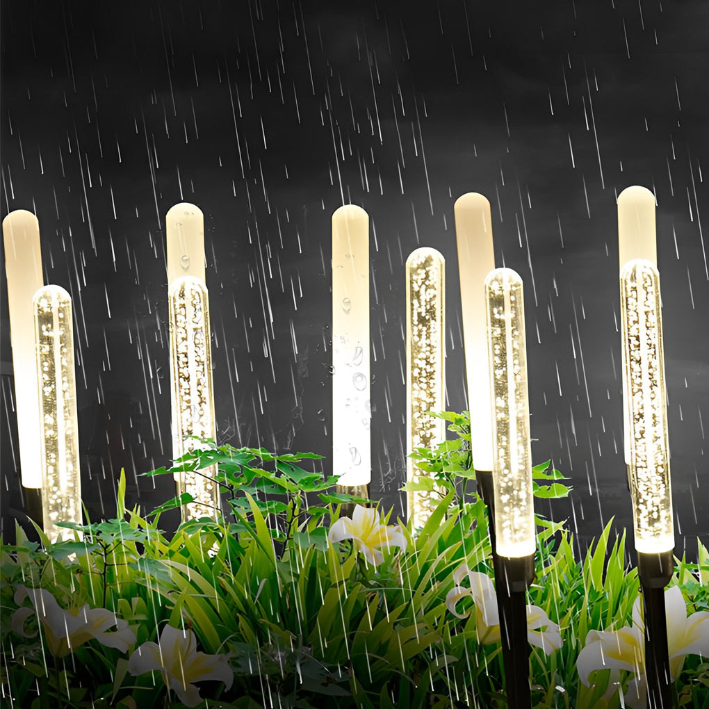 Crystal Bubble Reed LED Lawn Lights, 5-Pack — Acrylic & Stainless Steel, IP65, DC12V, 28"