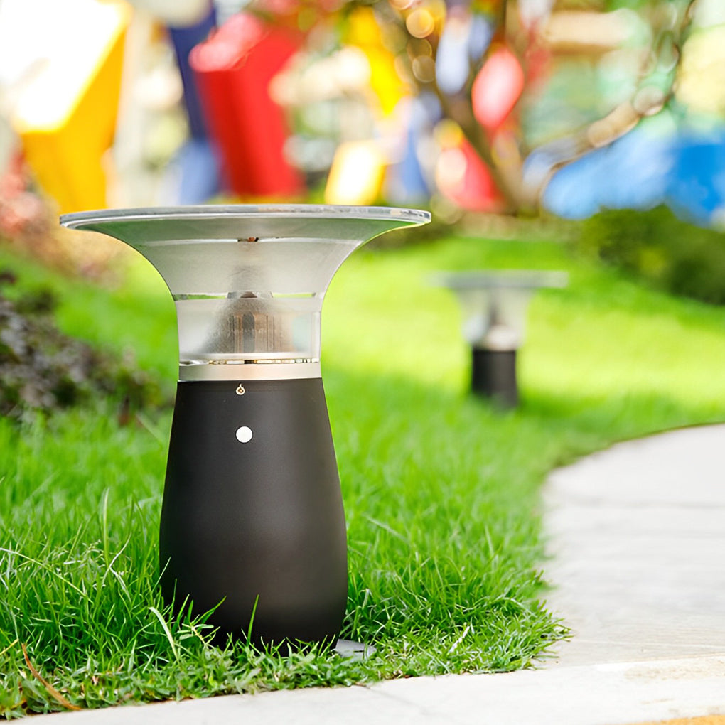 Modern Solar LED Bollard Path Light — Die-Cast Aluminum, 3.5W, 360° Illumination, Black