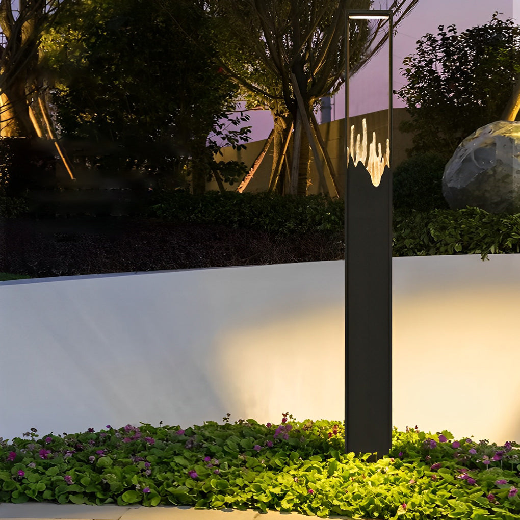 Rectangular Outdoor Pathway Light — Steel and Glass, LED, 3000K Warm White, IP65 Weatherproof, Black