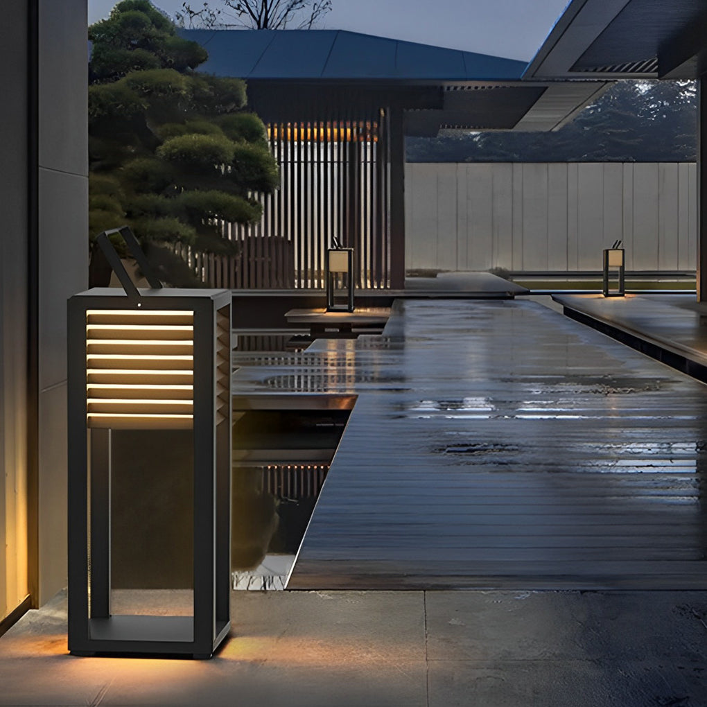 Modern Black Square Solar Outdoor Lantern — Stainless Steel & PC, Portable LED, IP65 Weatherproof
