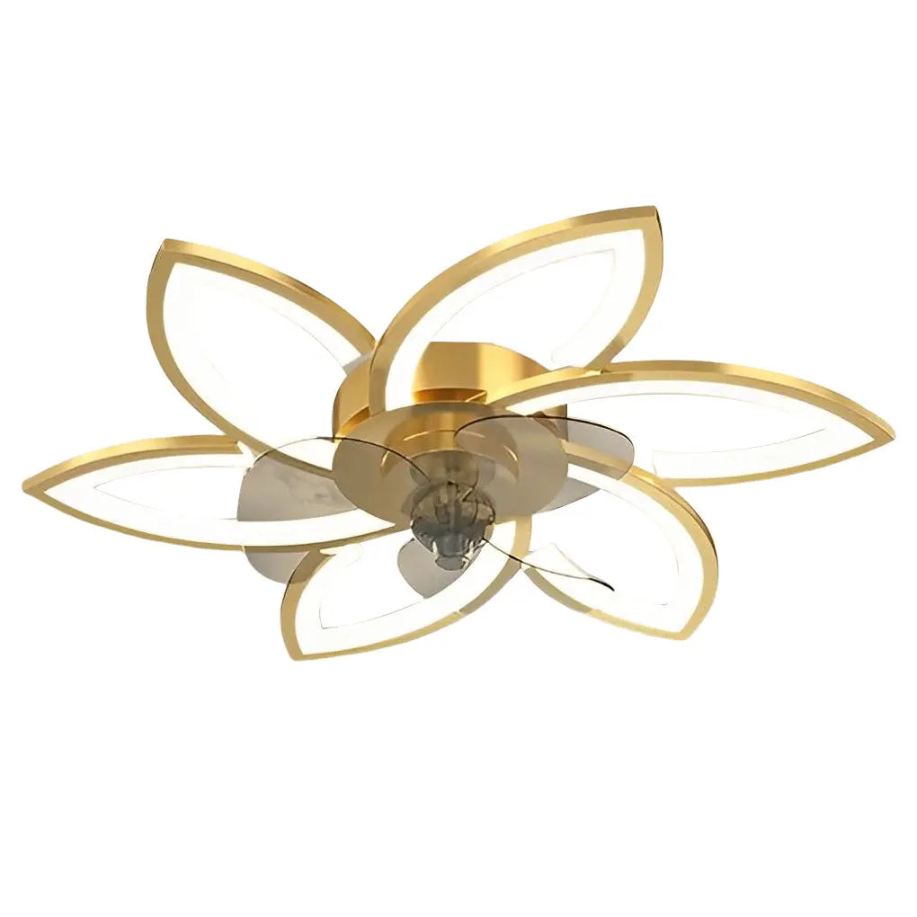 Modern Ceiling Fan Light with Flower Smart Silent Stepless Dimming LED Luxe