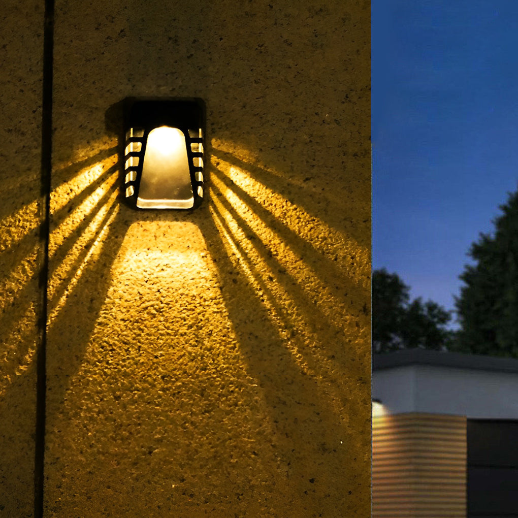 Modern Black Solar Outdoor Wall Sconce — ABS, LED, IP65 Weatherproof, Auto On/Off