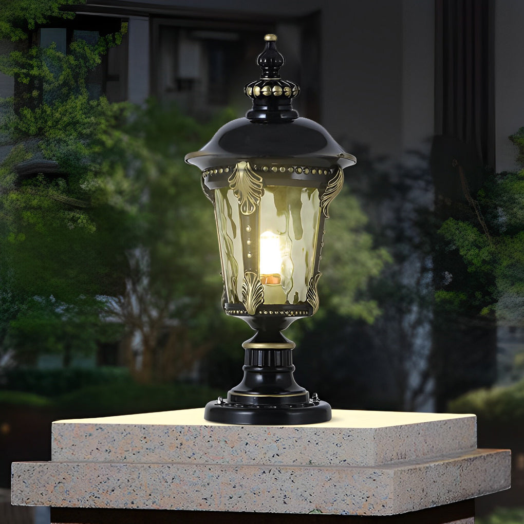 Retro Outdoor Fence Post Light — Die-Cast Aluminum & Glass, Solar/Hardwired, IP55, 3W, Remote, 3-Step Dimming, 9.4"×19.3"