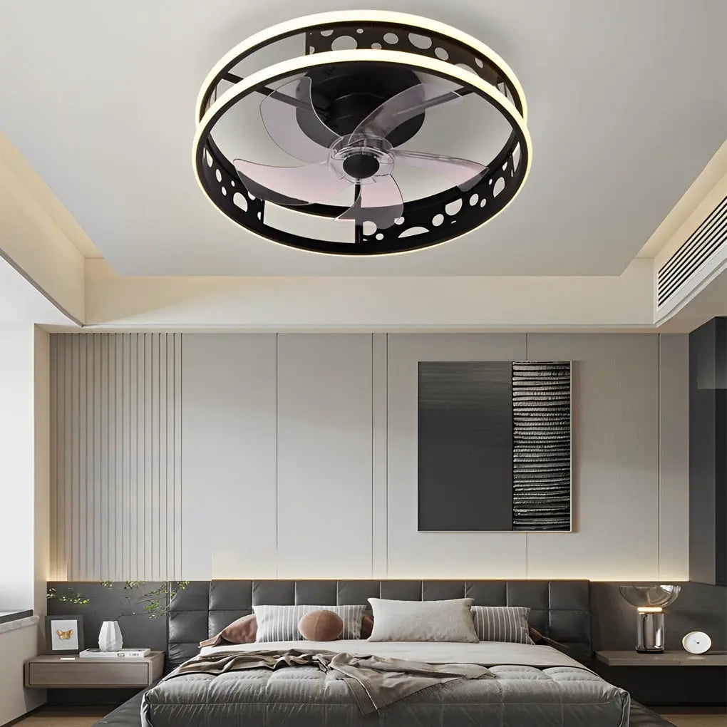 Nordic Bladeless Ceiling Fans with Remote Control - Round Three-Step Dimming LED Luxe