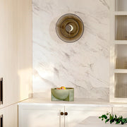 Double-Layer Round Glass Wall Sconce — Electroplated Metal, LED, 3000K Warm White, Hardwired