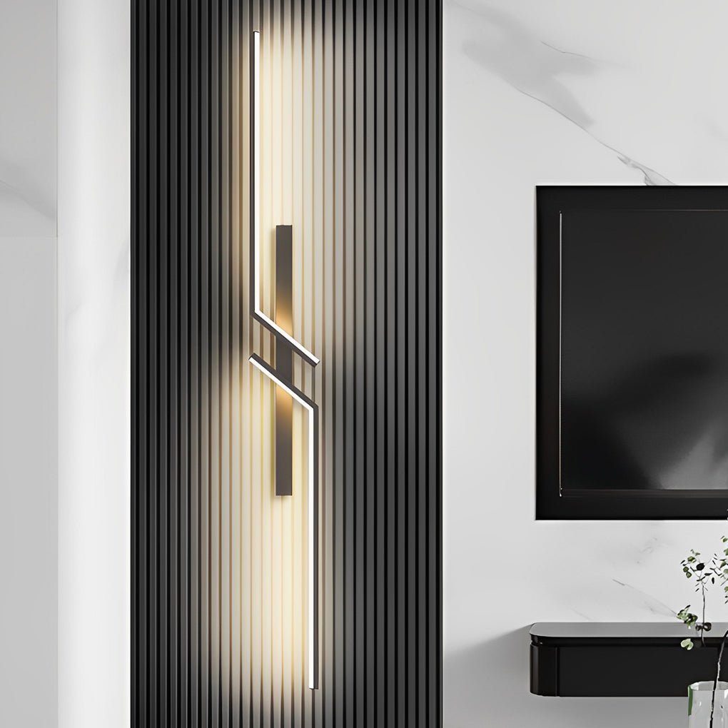 Irregular Symmetrical L-Shape Linear Wall Sconce — Aluminum, LED, 7W–20W, 3000K Warm White, Black or Gold