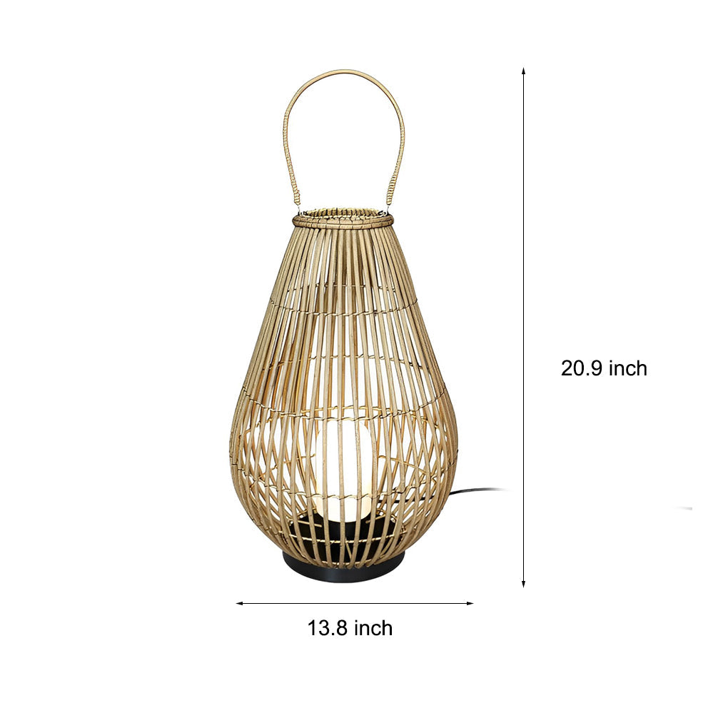 Modern Retro Portable Outdoor Lantern — Hand-Woven Rattan and Iron, E27, 13.8" × 20.9", Waterproof