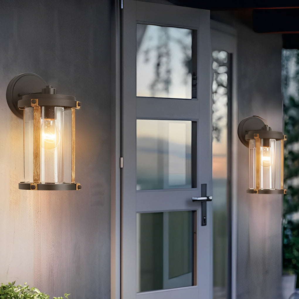 Vintage Industrial Outdoor Wall Sconce — Black Aluminum and Glass, E27, IP33 Waterproof, 6" × 12"