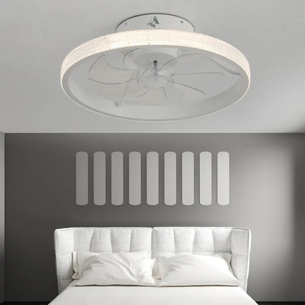 Modern Bladeless Ceiling Fan with Remote: Round Inverter, Mute, LED, and Dimmable Features Luxe