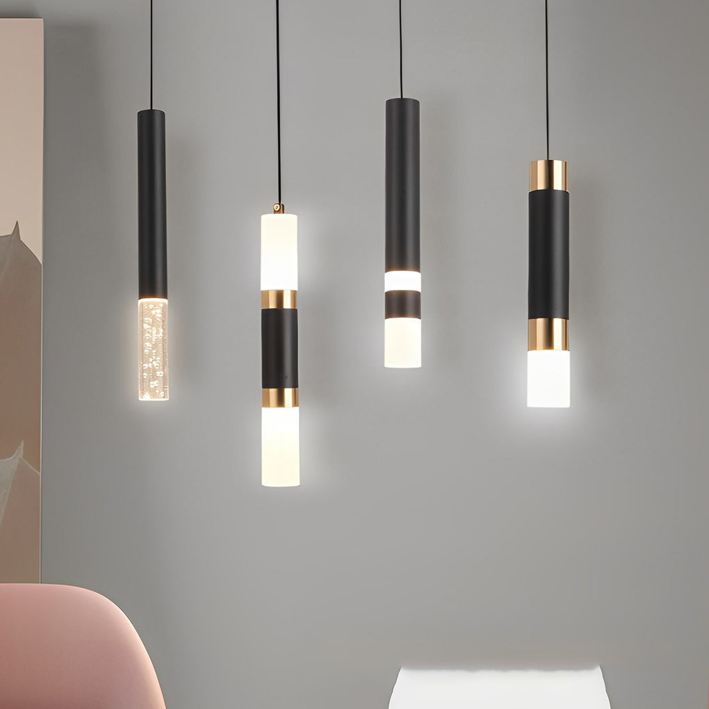 Minimalist Black LED Mini Pendant — Aluminum and Bubble Acrylic, Adjustable 78" Cord
