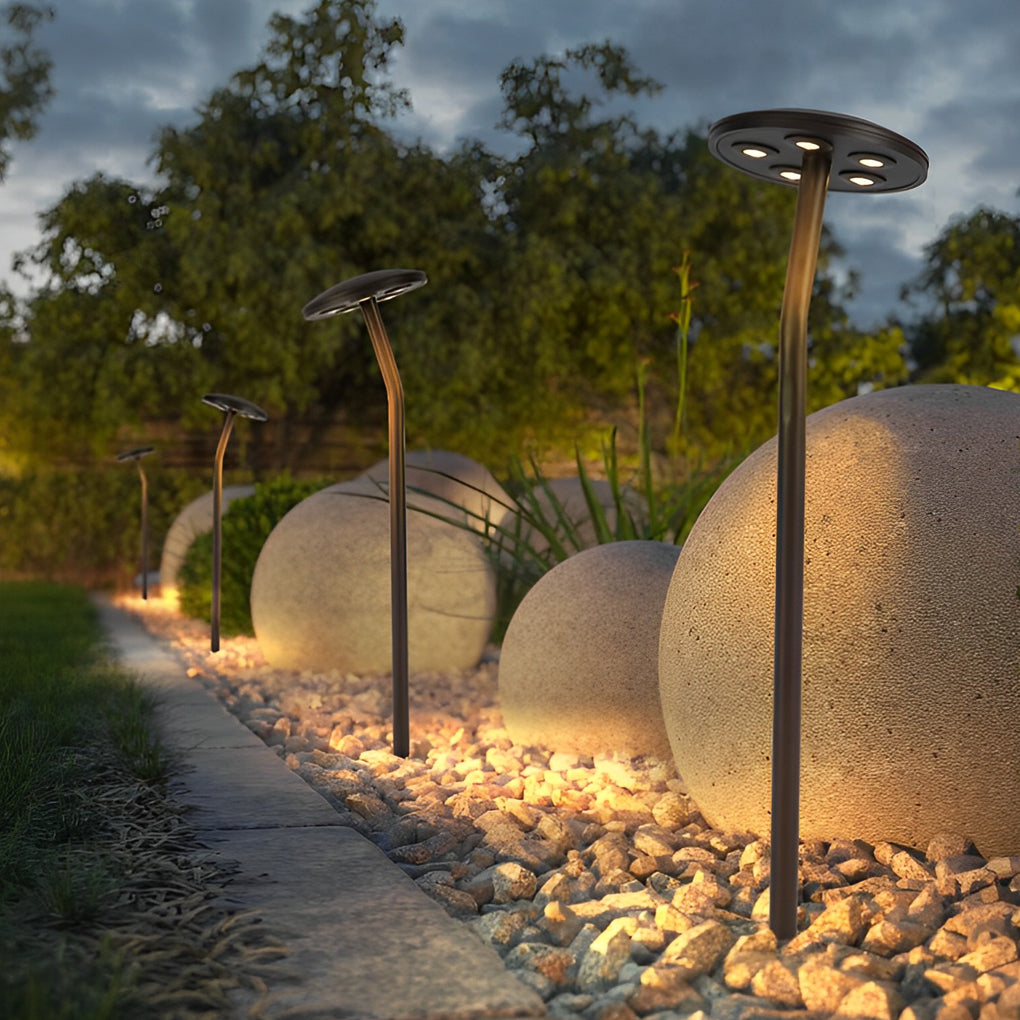 Mushroom LED Path Light — Aluminum, Brown, IP65 Weatherproof, Warm White 3000K, 33" H
