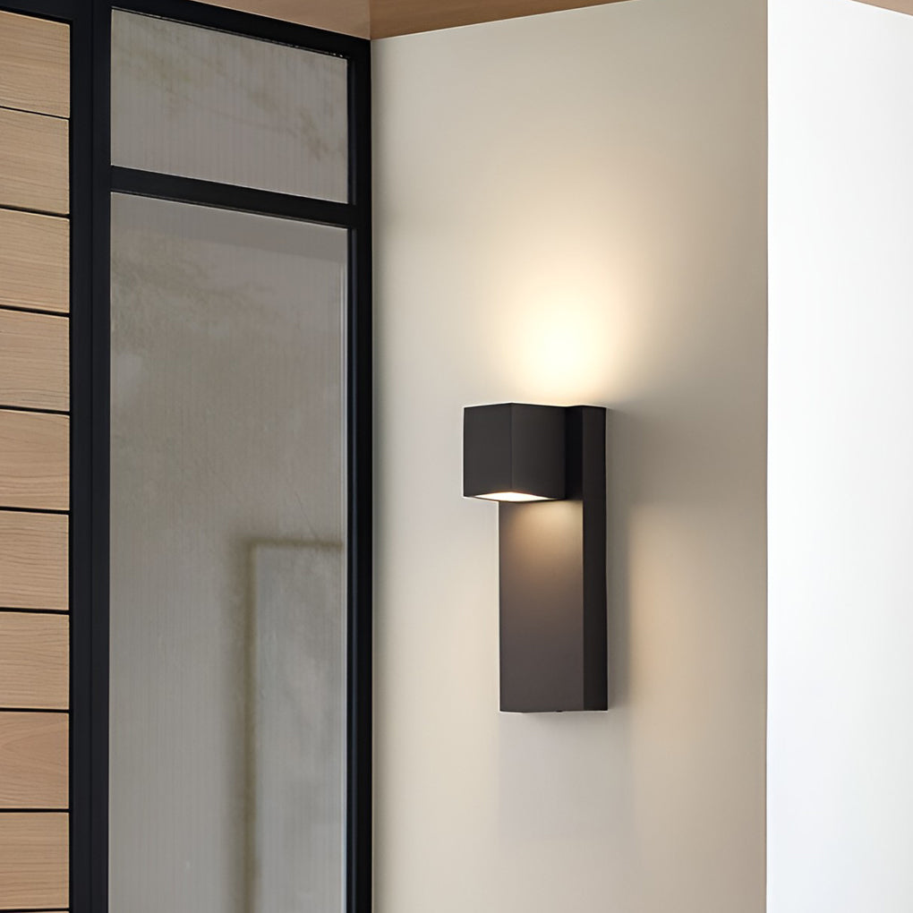 Modern Square Up/Down Outdoor Wall Sconce — Black Aluminum, 10W LED x2, IP-Rated Waterproof