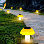 Mushroom Solar LED Lawn Light — ABS, Warm White 3000K, Auto Dusk-to-Dawn, IP Weatherproof, 7" × 15"