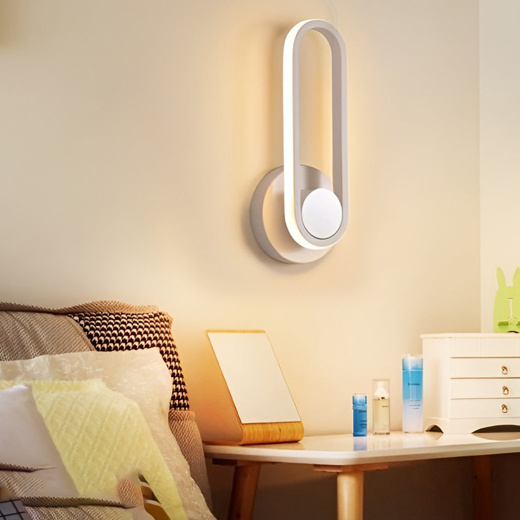 330° Rotatable Rounded-Rectangular LED Wall Sconce — Metal, Silicone Shade, Modern, Gold / Black / White