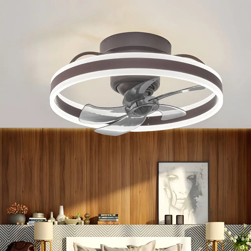Modern Ceiling Fan Light with Round Design, Stepless Dimming, and 360° Rotation Luxe