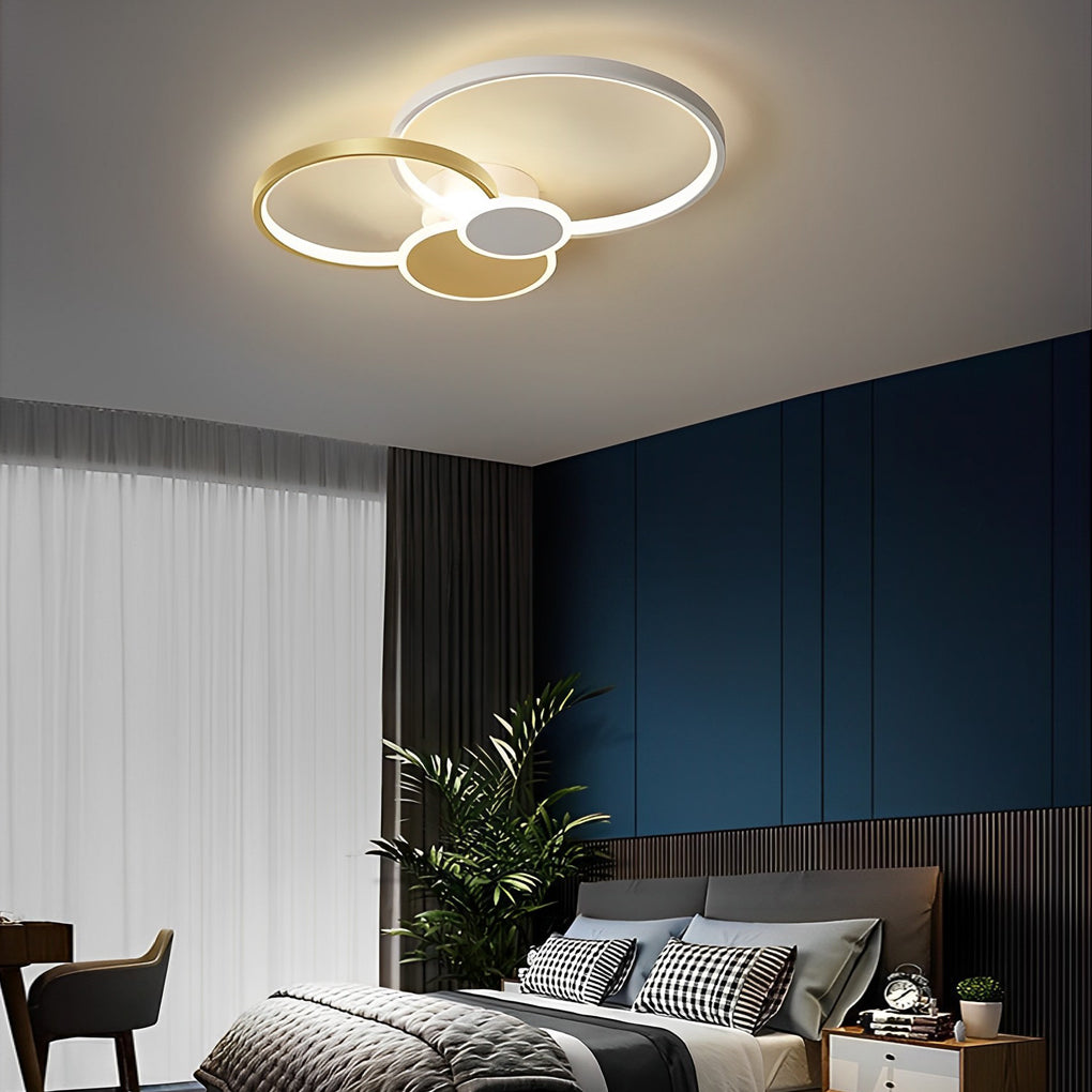 Cluster Circle LED Flush-Mount Ceiling Light — Acrylic & Silica Gel, 3-Step Dimming, Remote Control, 2- or 4-Light
