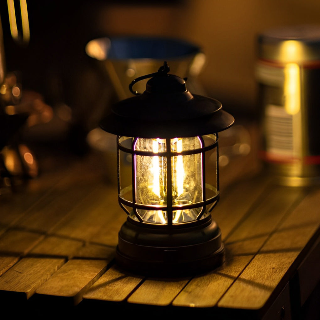 Retro Portable Camping Lantern — LED, USB-C Rechargeable, IP65 Waterproof, 3000K–6000K Adjustable