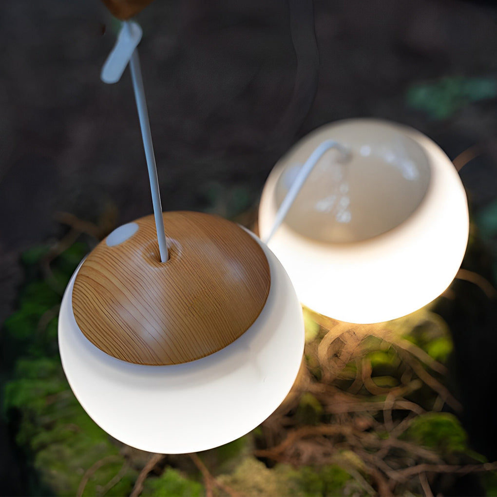 Round Portable Camping Lantern — ABS + TPR, LED, Dimmable, USB Rechargeable, 3000K Warm White, 12-Hour Battery Life