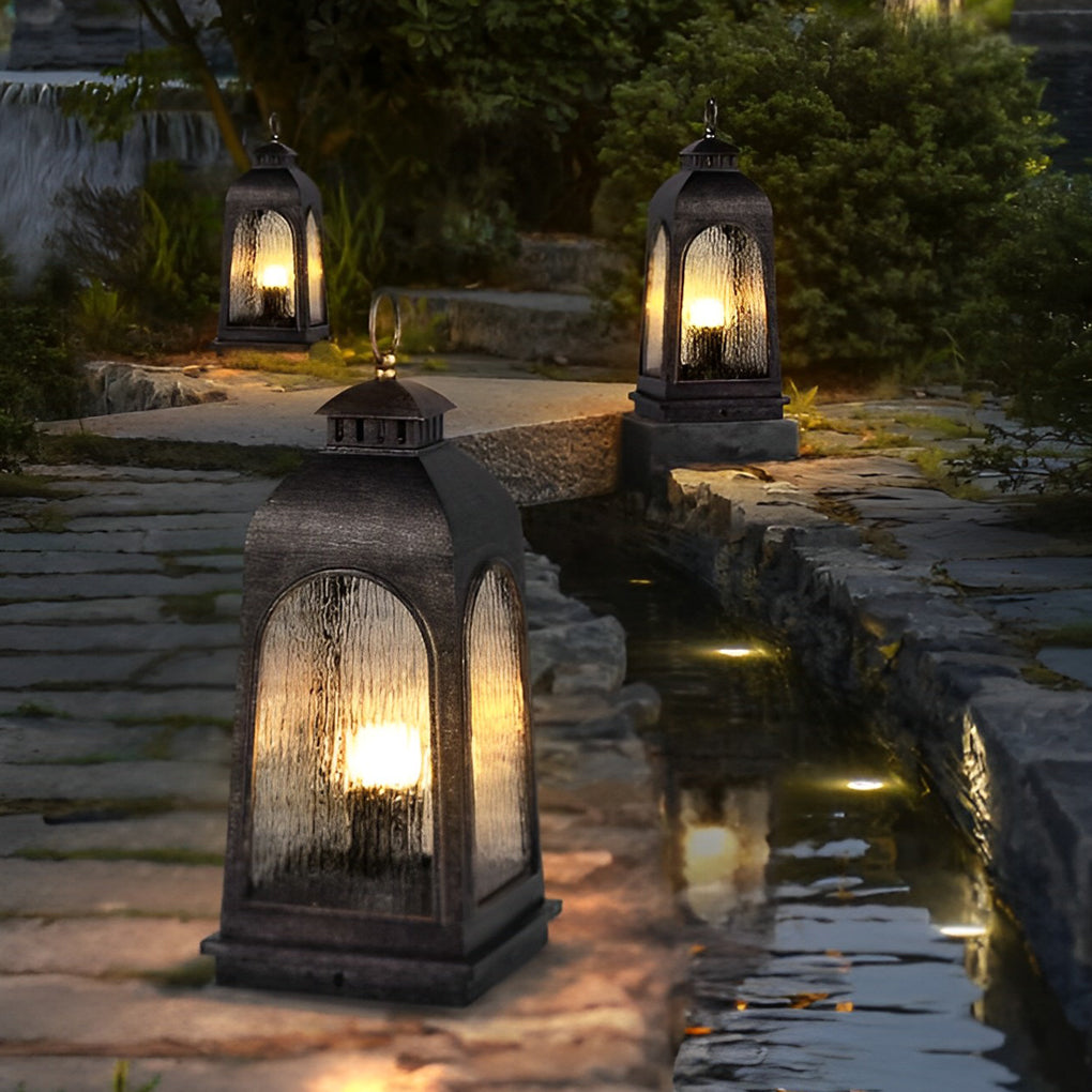 Portable Outdoor Floor Lantern — Stainless Steel, Frosted PC, LED 3000K, Retro Mid-Century Modern