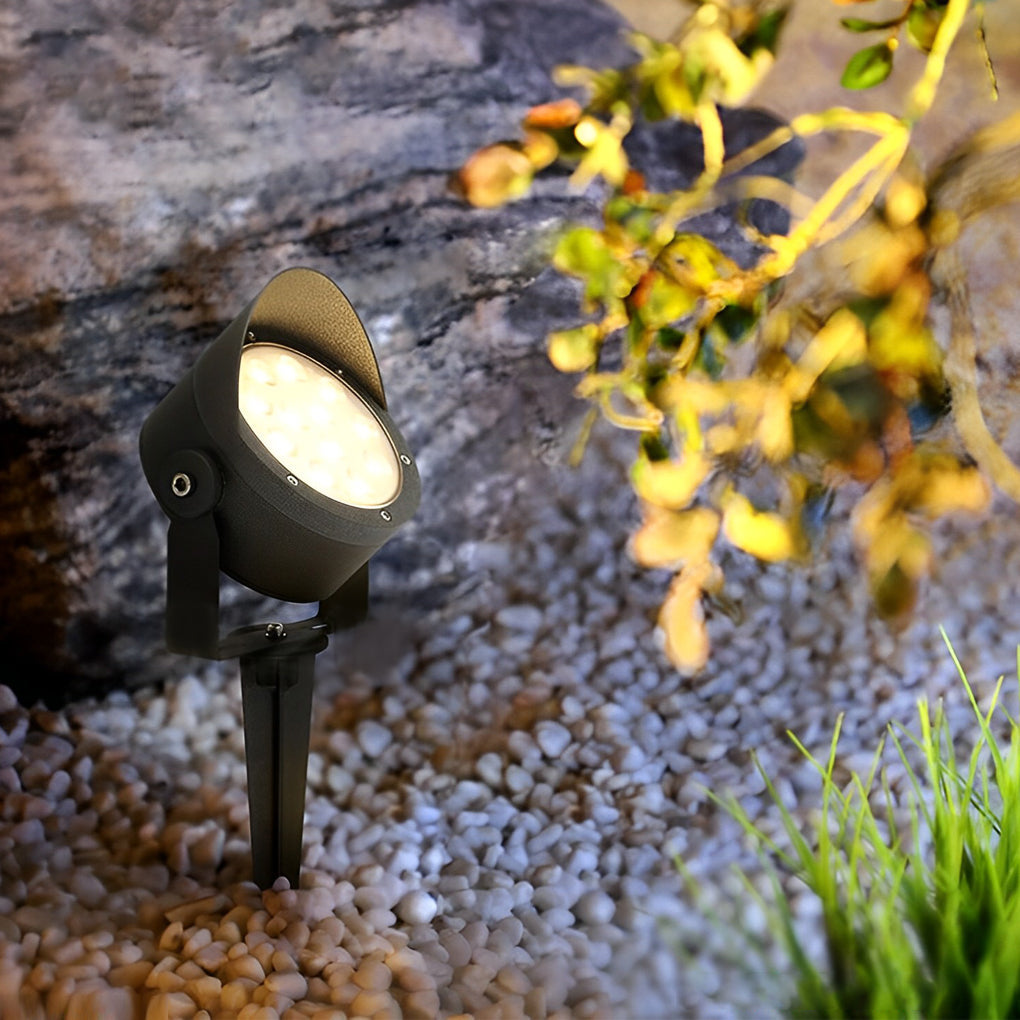 Modern Adjustable Waterproof Black LED Outdoor Spotlights with Anti-Slip Design