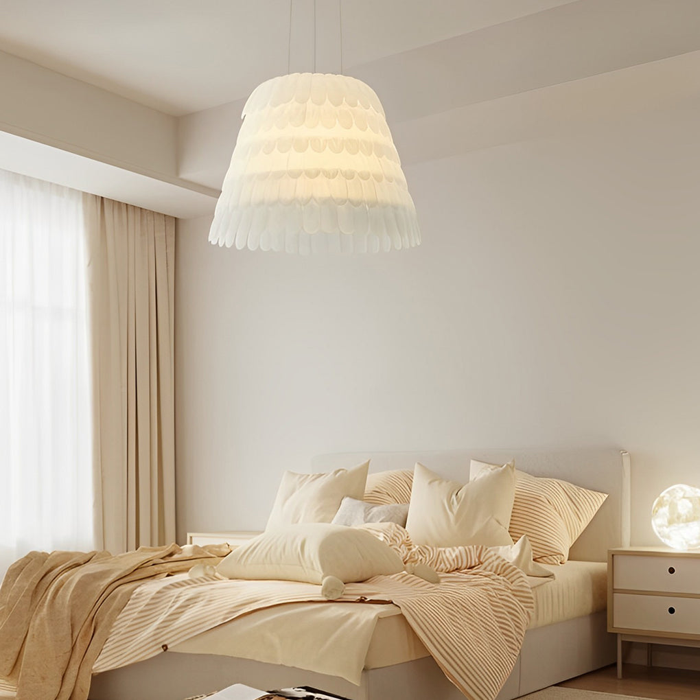 Feather Chandelier — Acrylic, E27, Three-Step Dimming (3000K/4500K/6000K), Gray or White