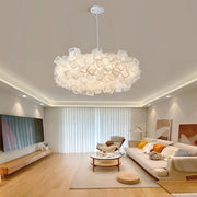 Flower Petal Chandelier — White PVC, LED 24W, Three-Step Dimming (3000K/4500K/6000K), 21" Diameter