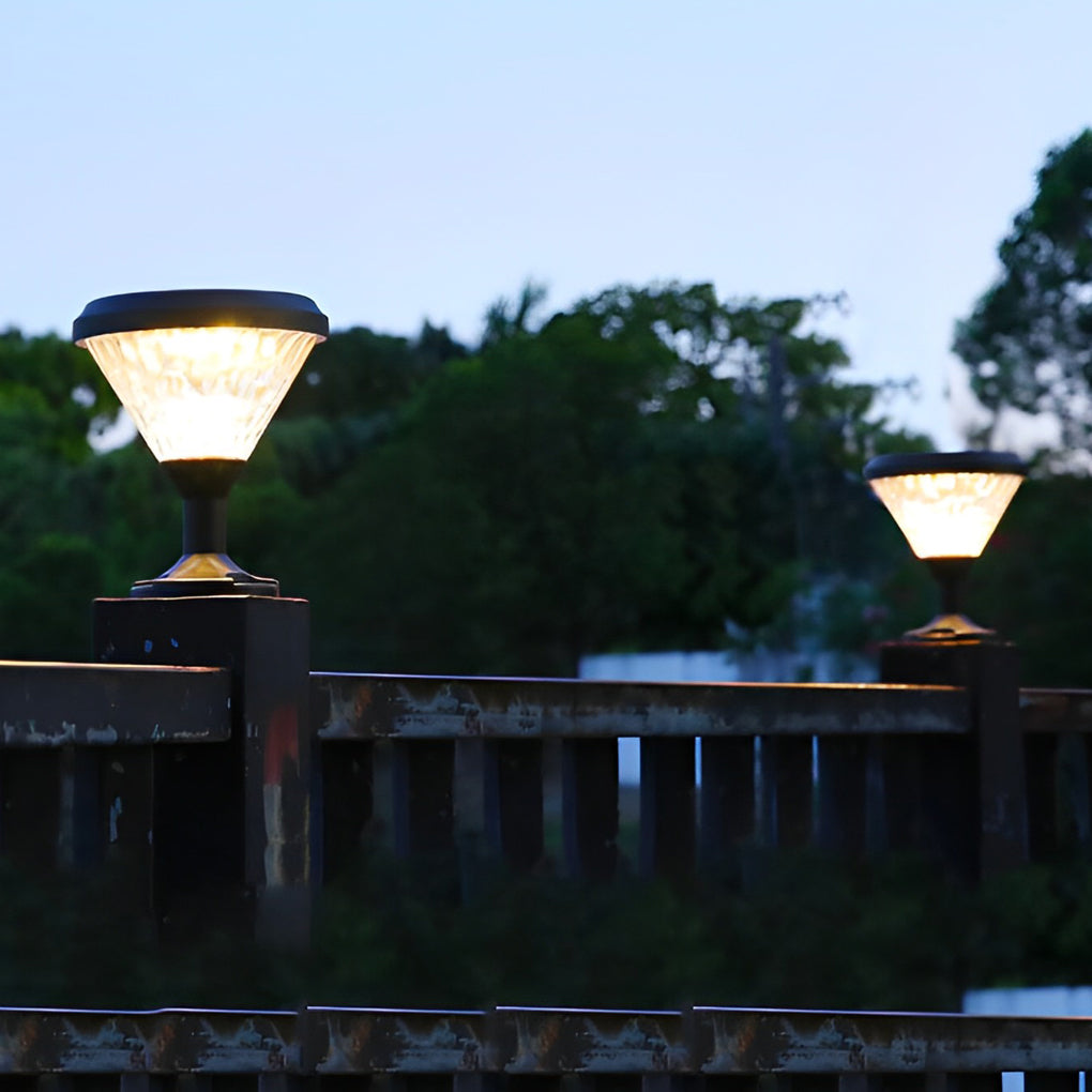 Modern Round Solar Post Cap Light — Black Aluminum, LED, RGB Colorful Gradient, IP65 Weatherproof