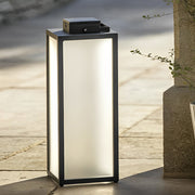 Square Portable Outdoor Lantern — Stainless Steel, Black, LED 3000K, IP65, Solar / Hardwired / Battery, 2 Sizes