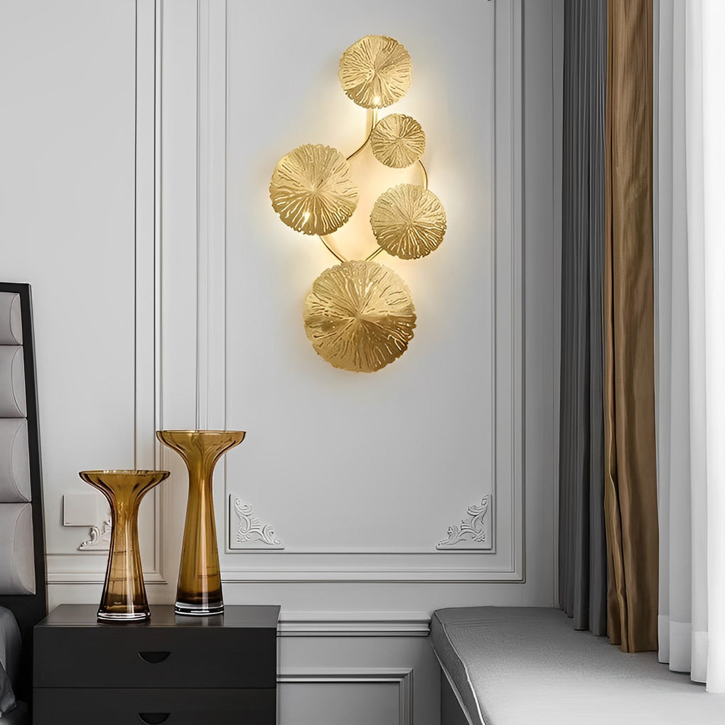 Lotus Leaf Diffused Wall Sconce — Stainless Steel, Gold, 3000K Warm White, 4- to 8-Light