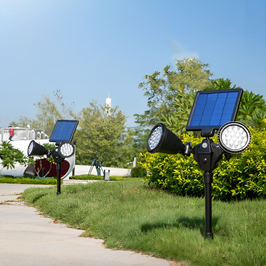 Solar Outdoor Spotlight, Set of 2 — Black ABS, LED, IP65, Motion Sensor, 4-Mode, 10-Hour Runtime