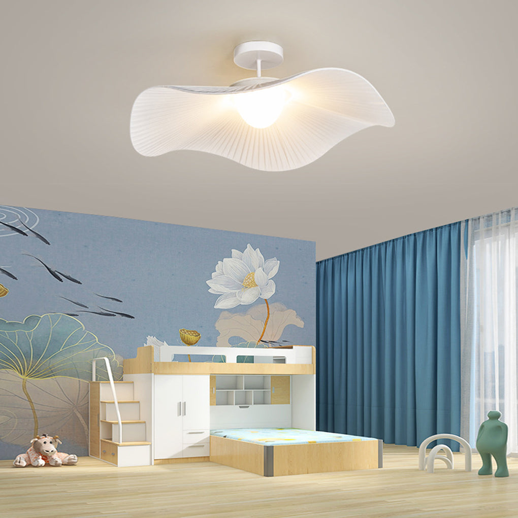 Pleated Fabric Floral Pendant — Modern Art Deco, E27, Three-Step Dimming (3000K/4500K/6000K)