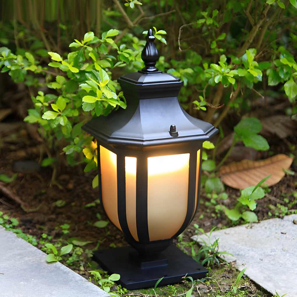 Retro Minimalist Outdoor Pillar Light — Aluminum Alloy and Glass, IP33 Waterproof, 3000K Warm White