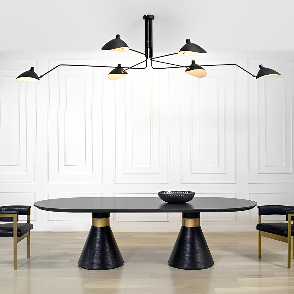 Duckbill Shade Modern Chandelier — Black Copper, 360° Rotating Adjustable Arms, E27 60W, 3000K, 3-Light / 6-Light