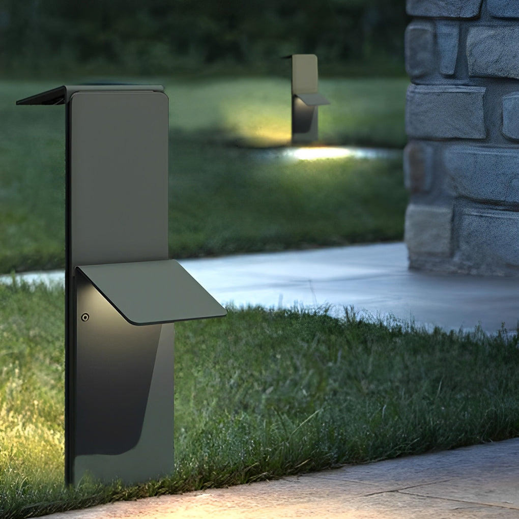 Dual-Panel Vertical LED Solar Bollard Path Light — Gray Stainless Steel, IP65, 3000K Warm White