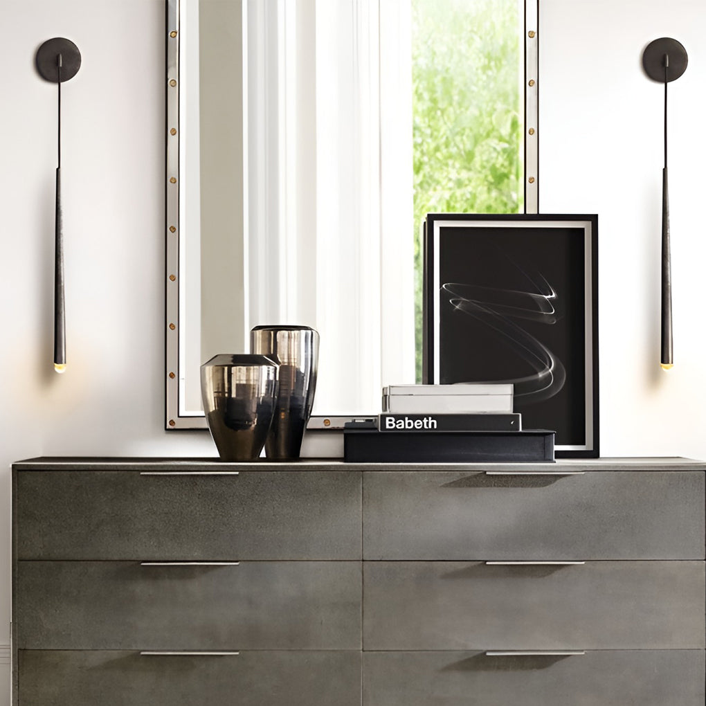 Crystal Strip LED Wall Sconce — Metal, Modern Minimalist, Gold or Black, 20" or 24"