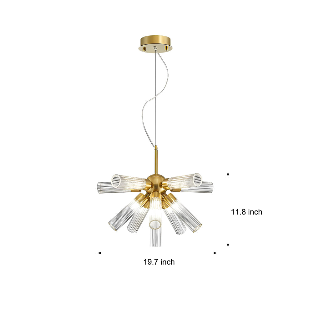 Postmodern Sputnik Chandelier — Acrylic Tube, 11-Light G9, Three-Step Dimming (3000K/4500K/6000K), 19.7"
